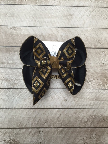 Saints Football | Black + Gold | Fleur de lis | New Orleans Spirit Team Hair-bow