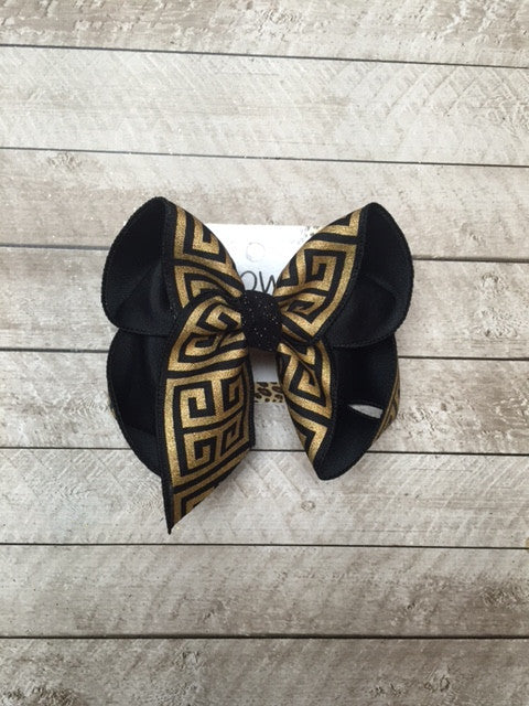 Saints Football | Black + Gold | Fleur de lis | New Orleans Spirit Team Hair-bow
