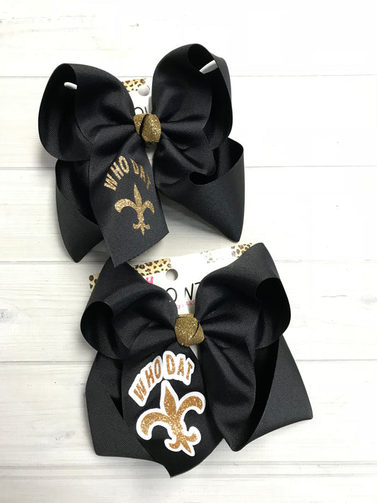 Who Dat Saints Football Hairbow | Black and Gold | Football team Spirt | iBOWZ