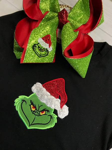 SURPRISE DROP ~ BLACK FRIDAY SPECIAL ~ THE GRINCH ~ SHIRT & BOW COMBO ~ BLACK LONG SLEEVE