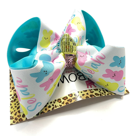 {Bow Only} Easter Peeps Personalized Name Bow ~ Exclusive iBOWZ design~ Perfect for Easter festivities _ Easter bunny pictures