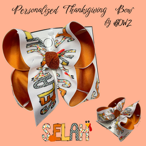 {BOW ONLY} Personalized Thanksgiving Name Bow ~ Exclusive iBOWZ design~ Perfect this Fall & Thanksgiving