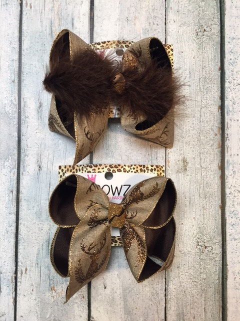 Very Limited ! OH DEER! Brown Faux burlap with Glitter Deer!