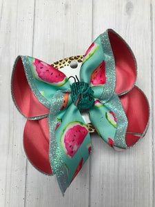 Watercolor Watermelons ~ Summer and Fall Fun Hairbows ~ Mint glitter | Watermelon