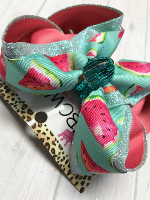 Watercolor Watermelons ~ Summer and Fall Fun Hairbows ~ Mint glitter | Watermelon