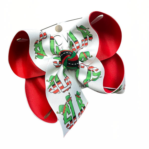 {BOW ONLY} Elf Christmas Monogram Bow ~ Exclusive iBOWZ design~ Perfect for Christmas Time