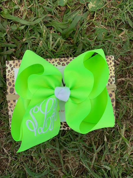 Neon Bows with Triple initial Monogram Oh MY! Choose your bow color ~ Your perfect Summer Bows~  Hairbows