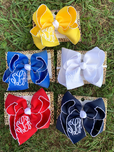 Bundle of Moon-Stitch Bows with Triple initial Monogram Hair bows Oh MY! Save $12 ~Perfect School Bows~ School Time Hairbows