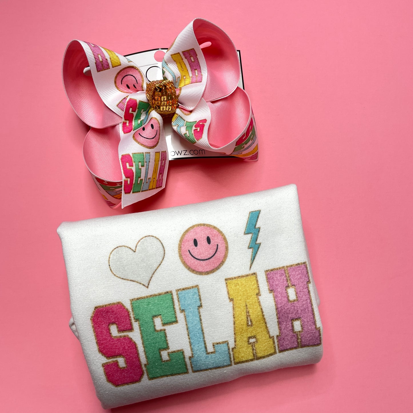 {BOW ONLY} Personalized Faux Patch Name Bow ~ Exclusive iBOWZ design~ Perfect for Every Day