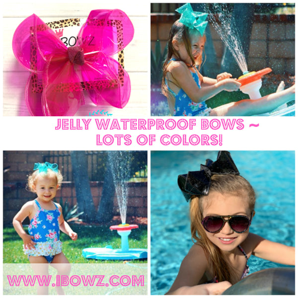 Monogram Personalized Waterproof Jelly Fun iBOWZ~ CHOOSE YOUR COLOR ~ iBOWZ Fun & Funky Hairbows