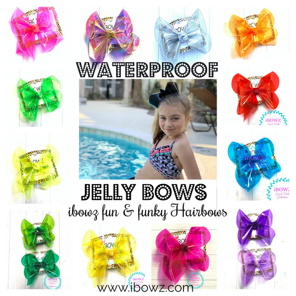 Jelly Swim Pool Hair bows~ Toddler & Medium ~ 3 PACK BUNDLE  Waterproof Jelly Fun iBOWZ~  iBOWZ & Co