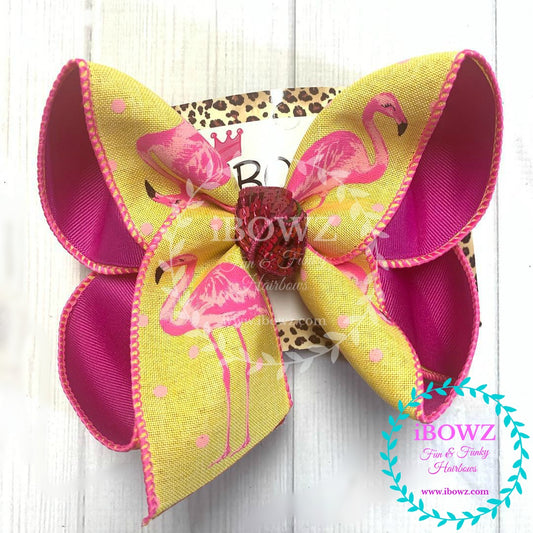 Summer Fun Pink Flamingo | Cactus Fun | Lemonade | Choose your Bow|  iBOWZ Fun & Funky Hairbows