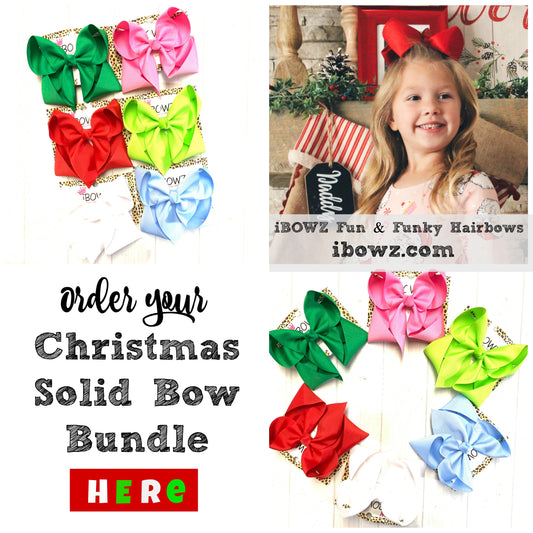 Christmas Solid Bundle ~ Perfect Match for your Girls at Christmas time ~ iBOWZ Fun & Funky Hairbows